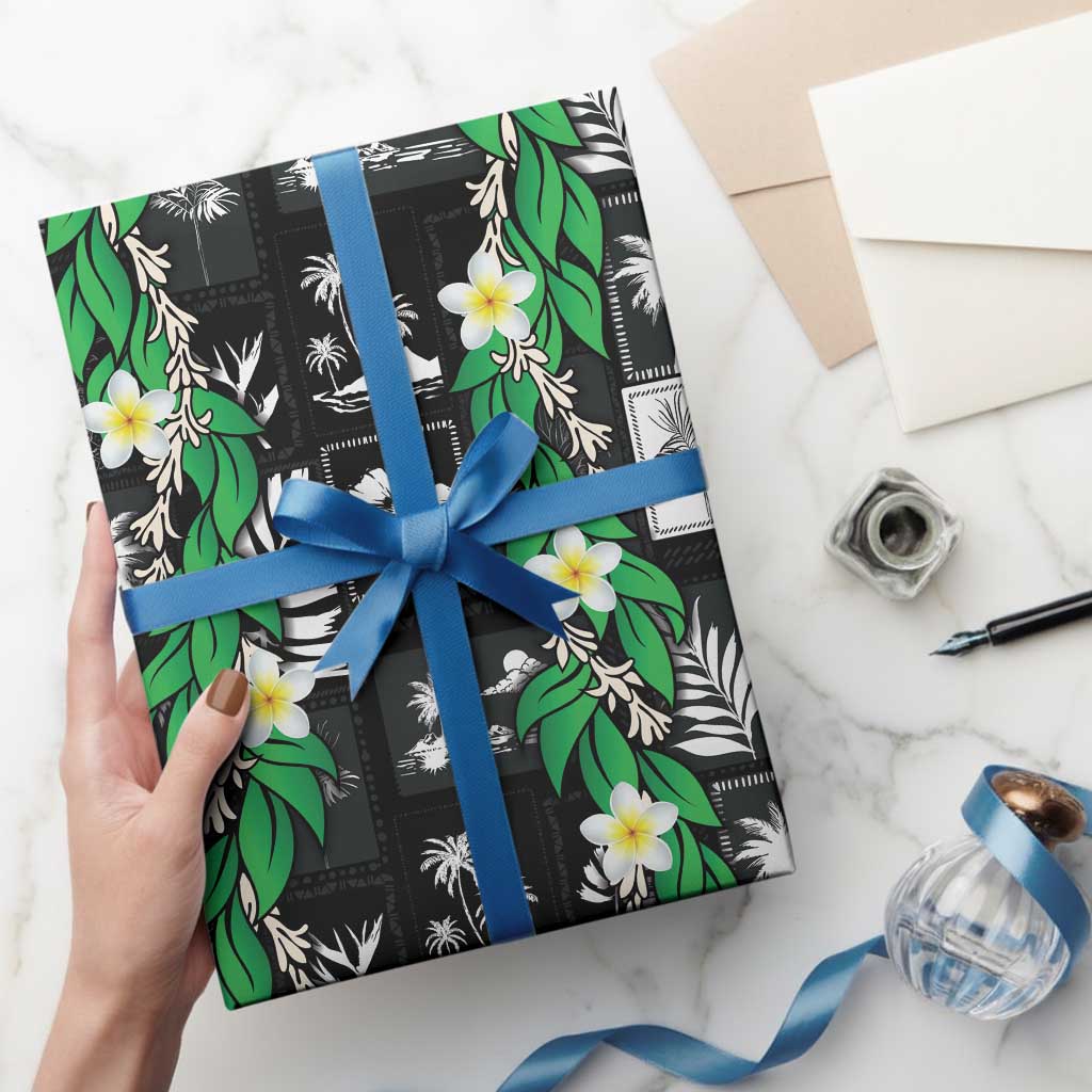 Aloha Hawaii Tuberose Lei Wrapping Paper Tropical Vibes Black Color LT14 - Polynesian Pride