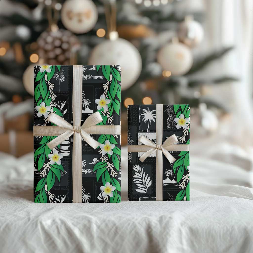 Aloha Hawaii Tuberose Lei Wrapping Paper Tropical Vibes Black Color LT14 - Polynesian Pride