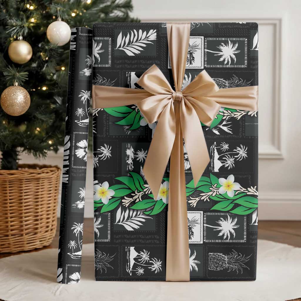 Aloha Hawaii Tuberose Lei Wrapping Paper Tropical Vibes Black Color LT14 - Polynesian Pride