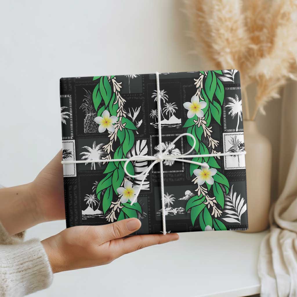 Aloha Hawaii Tuberose Lei Wrapping Paper Tropical Vibes Black Color LT14 - Polynesian Pride