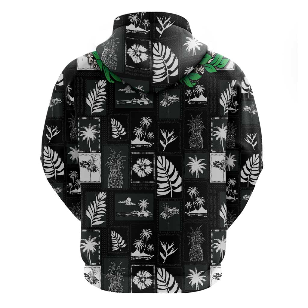 Aloha Hawaii Tuberose Lei Zip Hoodie Tropical Vibes Black Color - Polynesian Pride