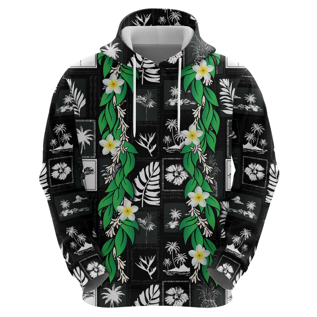 Aloha Hawaii Tuberose Lei Zip Hoodie Tropical Vibes Black Color - Polynesian Pride