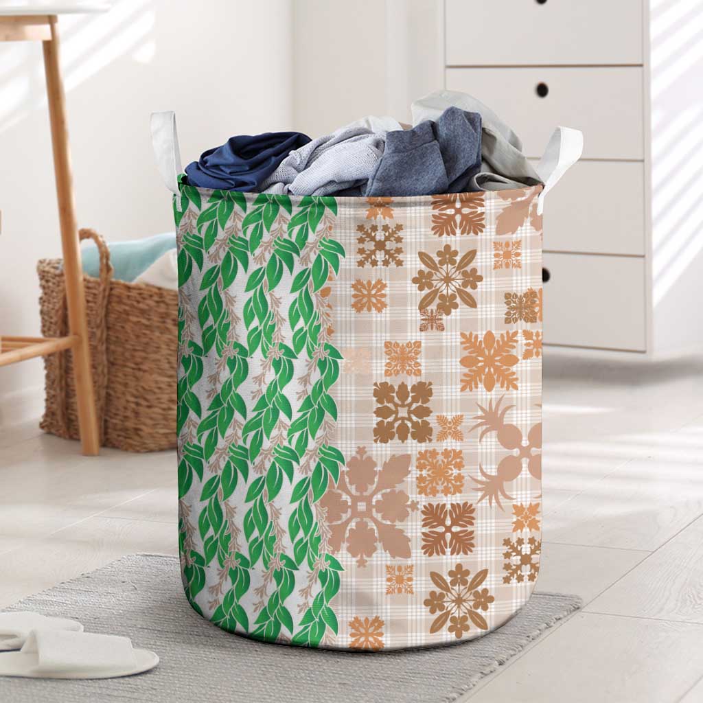 Aloha Hawaii Palaka Tuberose Lei Laundry Basket Hawaiian Quilt Seamless Style - Polynesian Pride