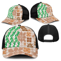 Aloha Hawaii Palaka Tuberose Lei Baseball Net Cap Hawaiian Quilt Seamless Style - Polynesian Pride