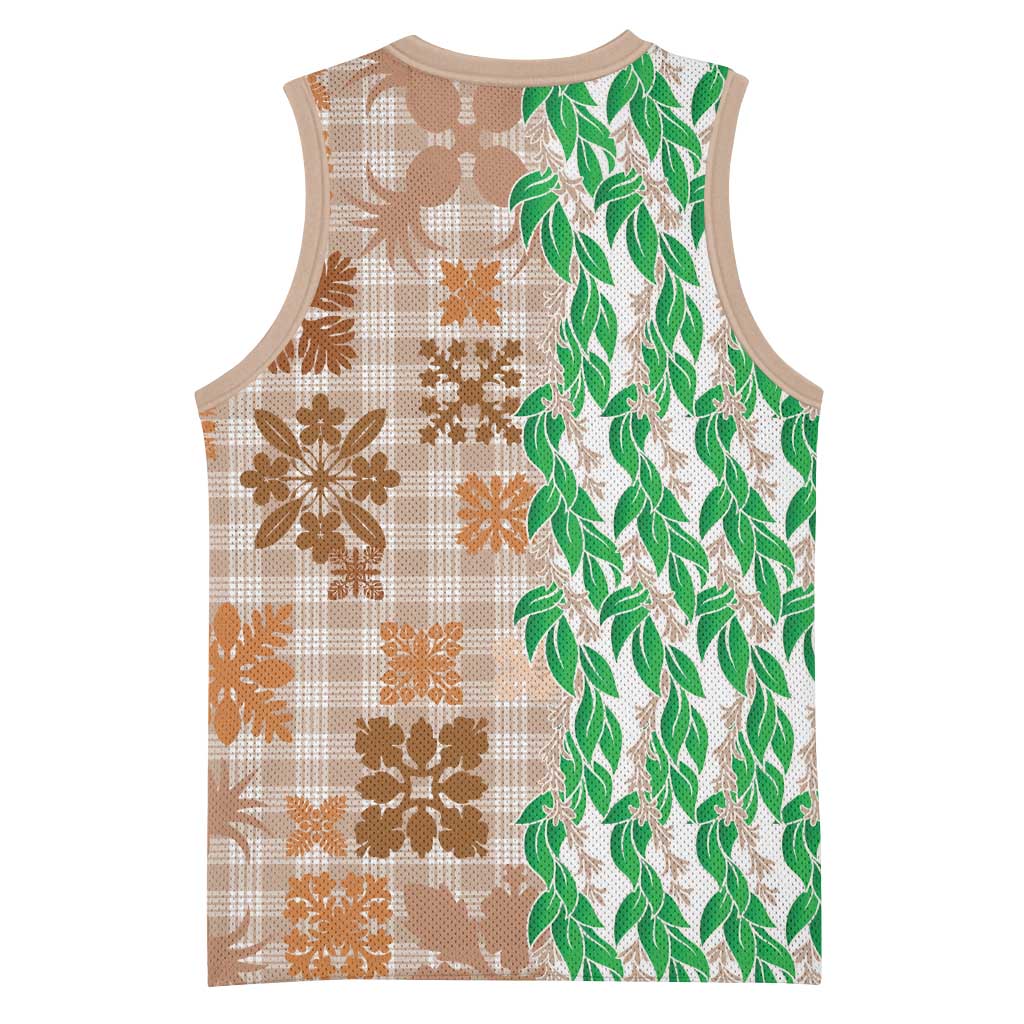 Aloha Hawaii Palaka Tuberose Lei Basketball Jersey Hawaiian Quilt Seamless Style - Polynesian Pride