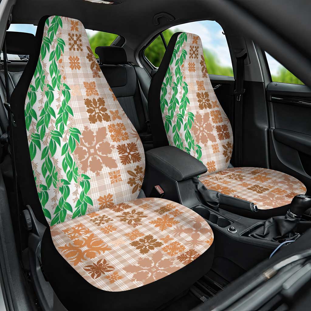 Aloha Hawaii Palaka Tuberose Lei Car Seat Cover Hawaiian Quilt Seamless Style - Polynesian Pride