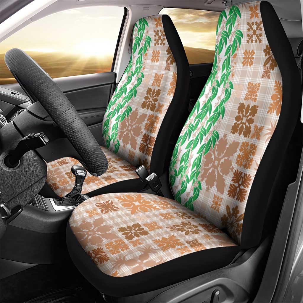Aloha Hawaii Palaka Tuberose Lei Car Seat Cover Hawaiian Quilt Seamless Style - Polynesian Pride