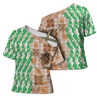 Aloha Hawaii Palaka Tuberose Lei Cross Shoulder Shirt Hawaiian Quilt Seamless Style - Polynesian Pride