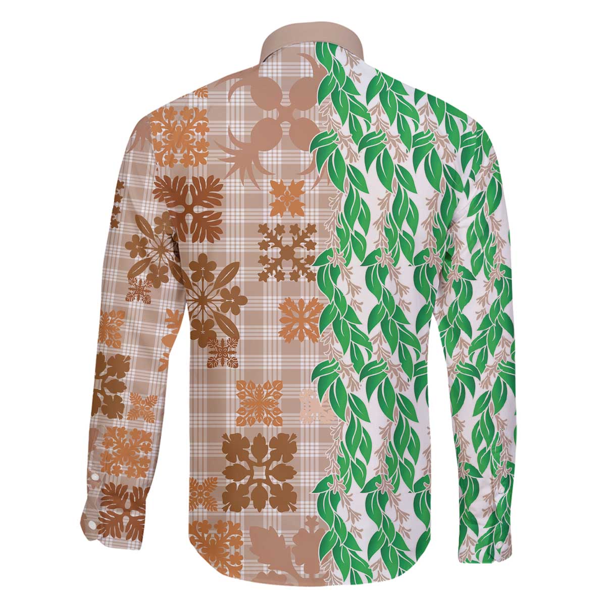 Aloha Hawaii Palaka Tuberose Lei Family Matching Off The Shoulder Long Sleeve Dress and Hawaiian Shirt Hawaiian Quilt Seamless Style - Polynesian Pride