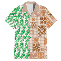 Aloha Hawaii Palaka Tuberose Lei Family Matching Off Shoulder Maxi Dress and Hawaiian Shirt Hawaiian Quilt Seamless Style - Polynesian Pride