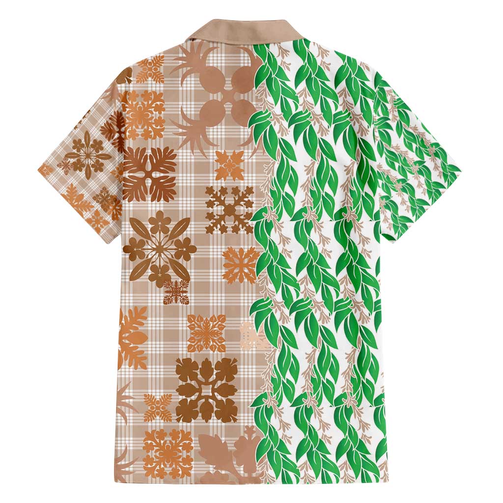 Aloha Hawaii Palaka Tuberose Lei Family Matching Off Shoulder Maxi Dress and Hawaiian Shirt Hawaiian Quilt Seamless Style - Polynesian Pride