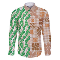 Aloha Hawaii Palaka Tuberose Lei Family Matching Puletasi and Hawaiian Shirt Hawaiian Quilt Seamless Style - Polynesian Pride