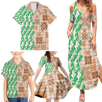 Aloha Hawaii Palaka Tuberose Lei Family Matching Summer Maxi Dress and Hawaiian Shirt Hawaiian Quilt Seamless Style - Polynesian Pride