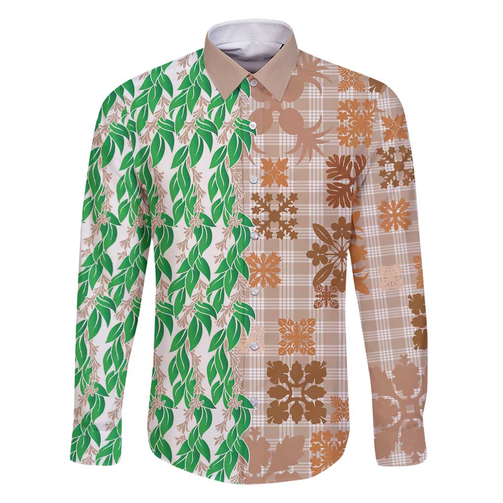 Aloha Hawaii Palaka Tuberose Lei Family Matching Tank Maxi Dress and Hawaiian Shirt Hawaiian Quilt Seamless Style - Polynesian Pride