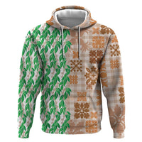 Aloha Hawaii Palaka Tuberose Lei Hoodie Hawaiian Quilt Seamless Style - Polynesian Pride