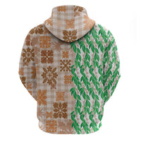 Aloha Hawaii Palaka Tuberose Lei Hoodie Hawaiian Quilt Seamless Style - Polynesian Pride