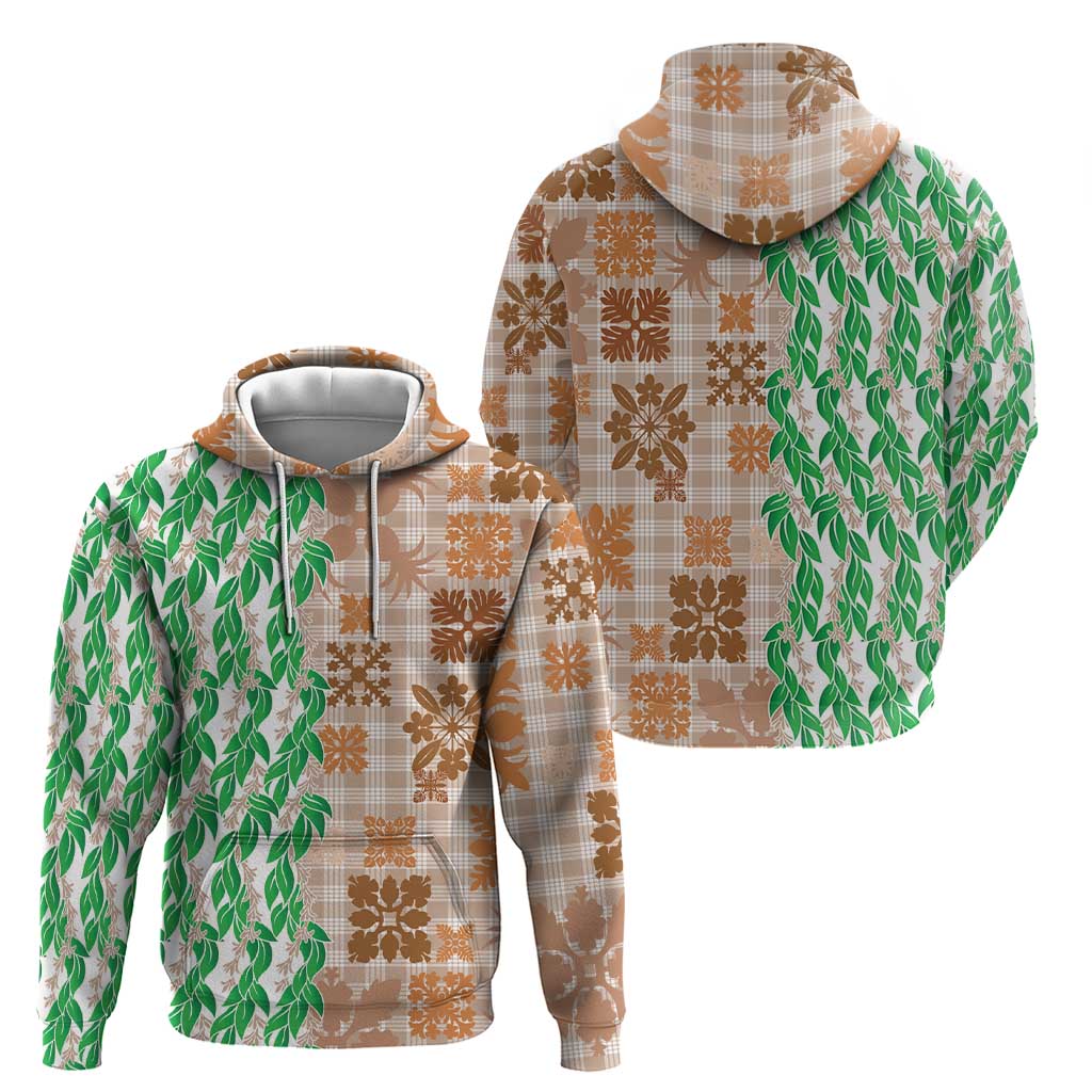 Aloha Hawaii Palaka Tuberose Lei Hoodie Hawaiian Quilt Seamless Style - Polynesian Pride