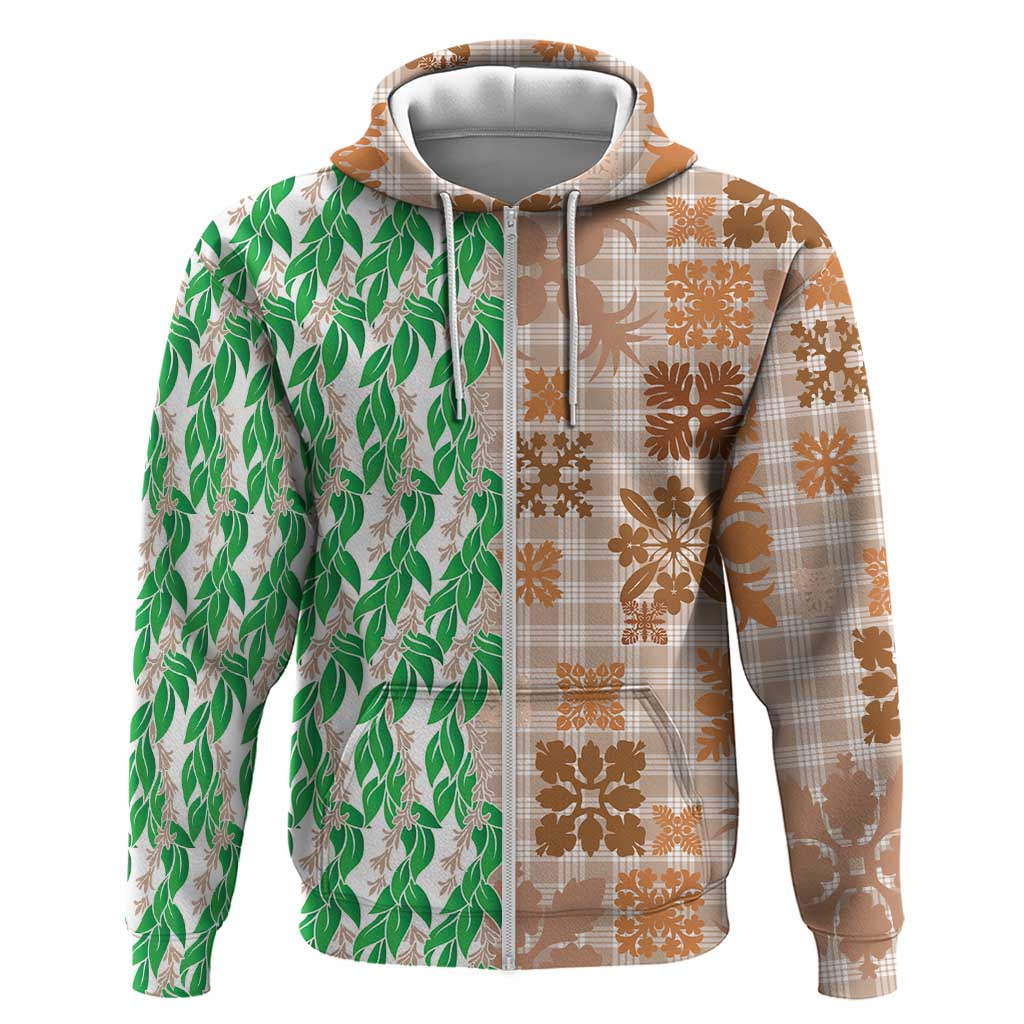 Aloha Hawaii Palaka Tuberose Lei Hoodie Hawaiian Quilt Seamless Style - Polynesian Pride