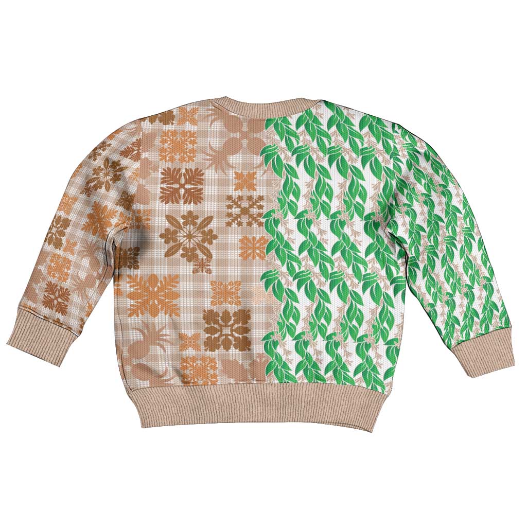 Aloha Hawaii Palaka Tuberose Lei Kid Ugly Christmas Sweater Hawaiian Quilt Seamless Style - Polynesian Pride