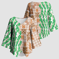 Aloha Hawaii Palaka Tuberose Lei Kimono Sleeve Blouse Hawaiian Quilt Seamless Style - Polynesian Pride