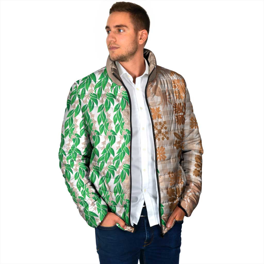 Aloha Hawaii Palaka Tuberose Lei Padded Jacket Hawaiian Quilt Seamless Style - Polynesian Pride