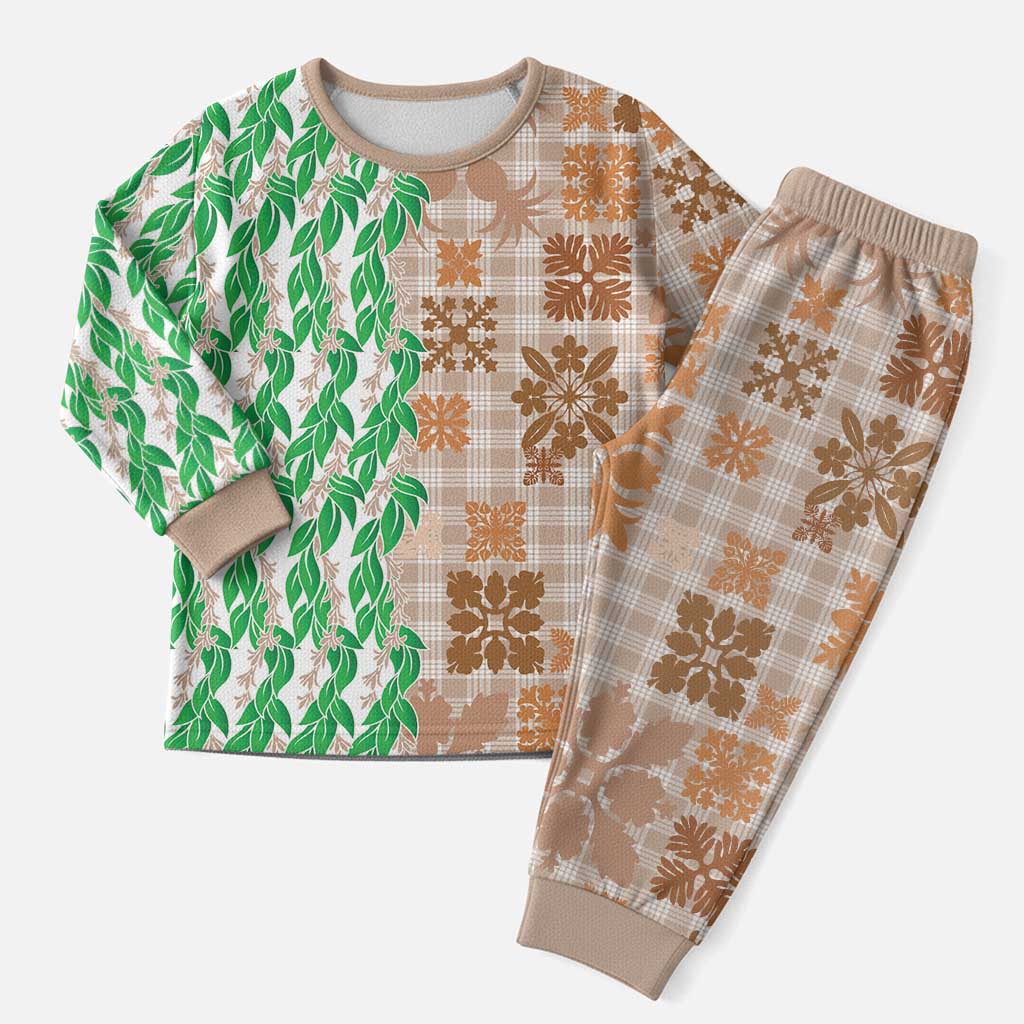 Aloha Hawaii Palaka Tuberose Lei Christmas Pajama Set Hawaiian Quilt Seamless Style - Polynesian Pride