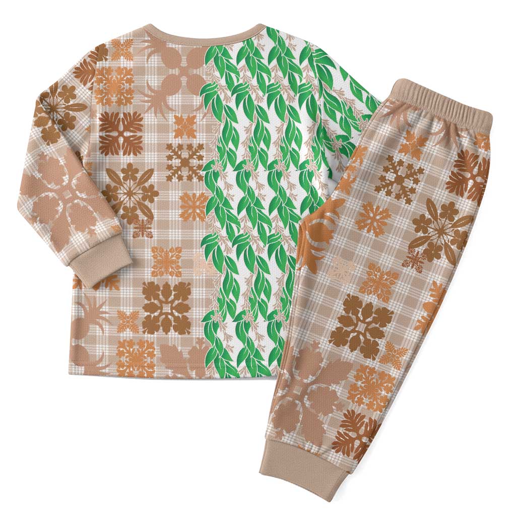Aloha Hawaii Palaka Tuberose Lei Christmas Pajama Set Hawaiian Quilt Seamless Style - Polynesian Pride