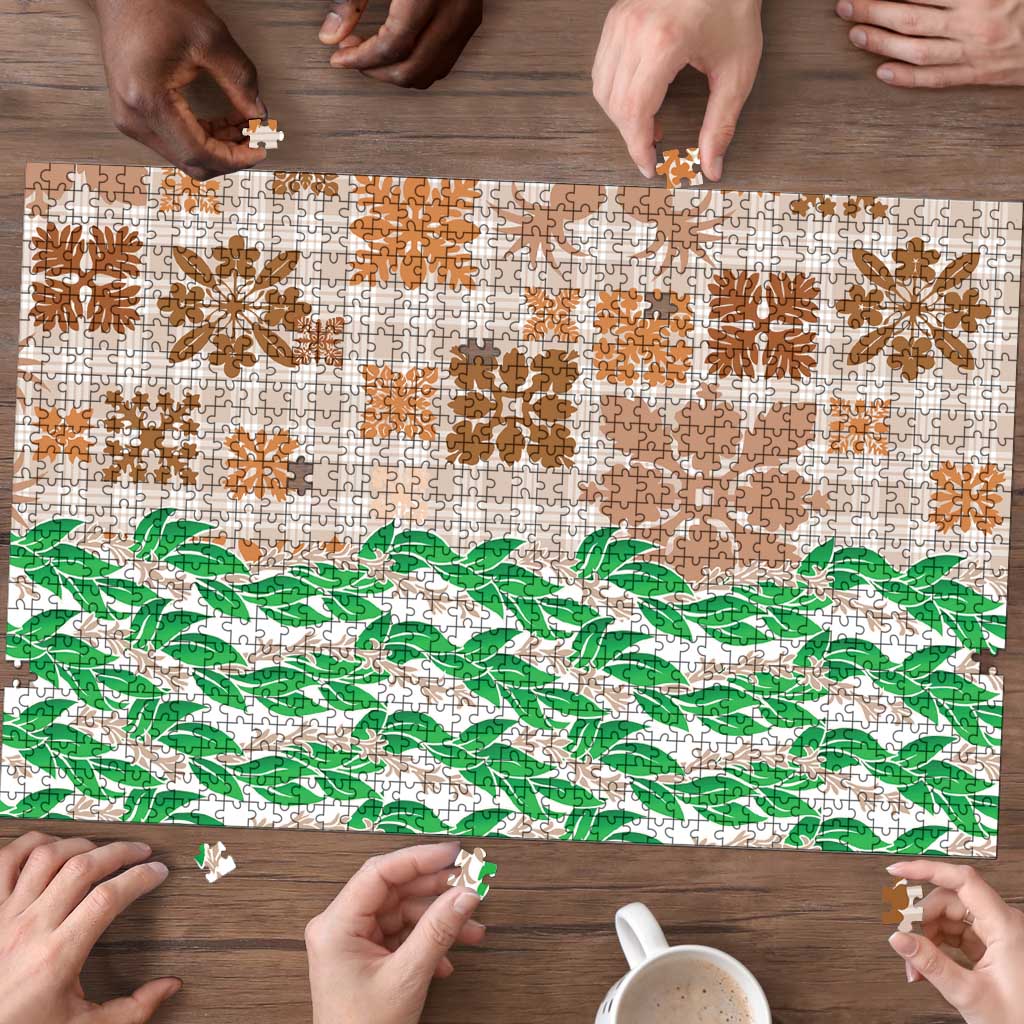 Aloha Hawaii Palaka Tuberose Lei Puzzle Hawaiian Quilt Seamless Style - Polynesian Pride