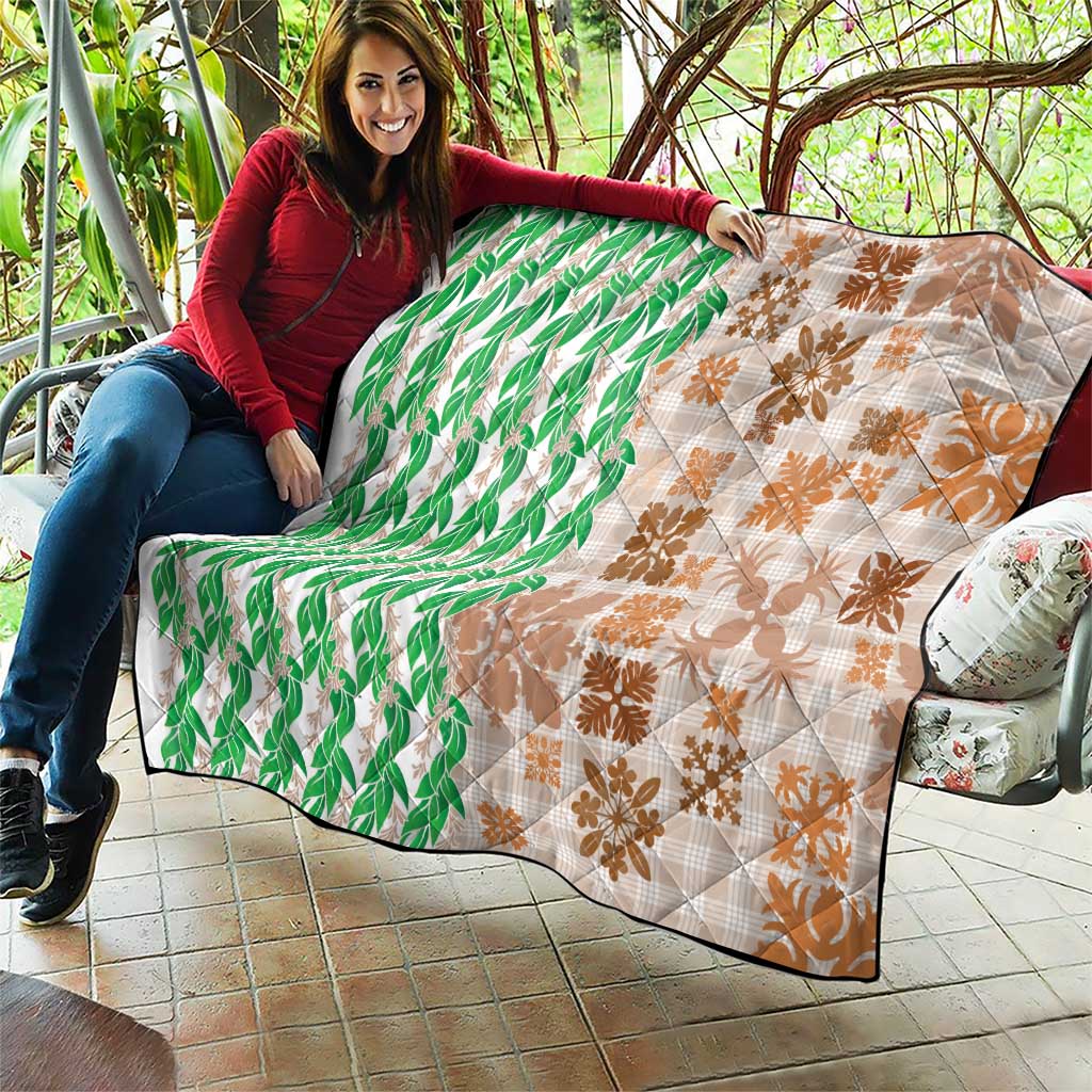 Aloha Hawaii Palaka Tuberose Lei Quilt Hawaiian Quilt Seamless Style - Polynesian Pride