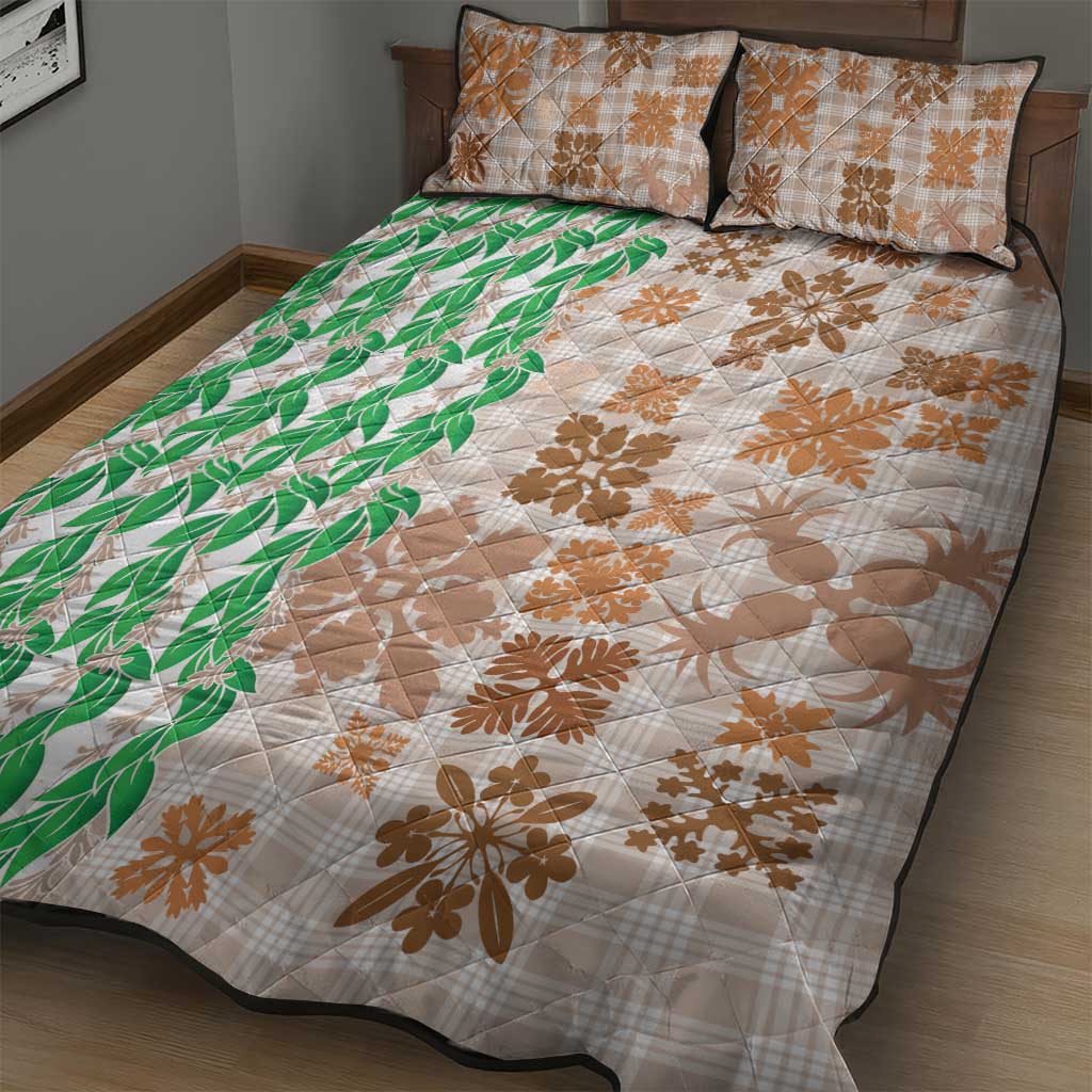 Aloha Hawaii Palaka Tuberose Lei Quilt Bed Set Hawaiian Quilt Seamless Style - Polynesian Pride