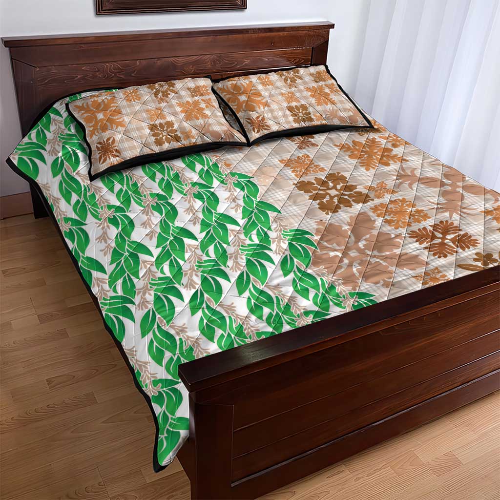 Aloha Hawaii Palaka Tuberose Lei Quilt Bed Set Hawaiian Quilt Seamless Style - Polynesian Pride