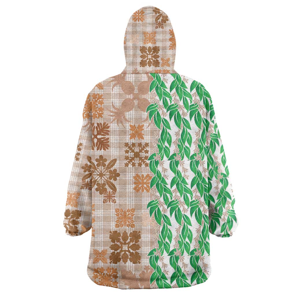Aloha Hawaii Palaka Tuberose Lei Wearable Blanket Hoodie Hawaiian Quilt Seamless Style - Polynesian Pride