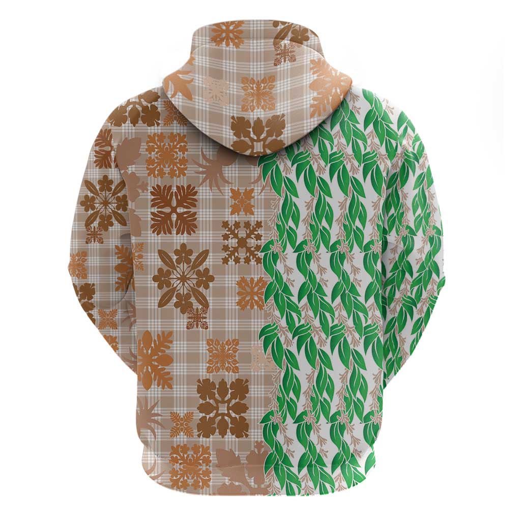 Aloha Hawaii Palaka Tuberose Lei Zip Hoodie Hawaiian Quilt Seamless Style - Polynesian Pride