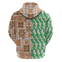 Aloha Hawaii Palaka Tuberose Lei Zip Hoodie Hawaiian Quilt Seamless Style - Polynesian Pride