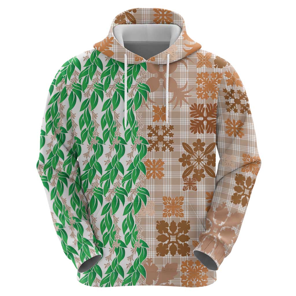 Aloha Hawaii Palaka Tuberose Lei Zip Hoodie Hawaiian Quilt Seamless Style - Polynesian Pride