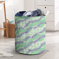 Pastel Green Hawaii Palaka Honohono Pikake Laundry Basket Hawaiian Orchid Lei Polynesian Pattern LT14 Pastel Green - Polynesian Pride