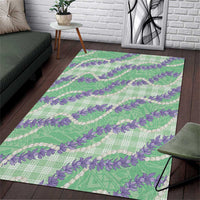 Pastel Green Hawaii Palaka Honohono Pikake Area Rug Hawaiian Orchid Lei Polynesian Pattern - Polynesian Pride