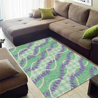 Pastel Green Hawaii Palaka Honohono Pikake Area Rug Hawaiian Orchid Lei Polynesian Pattern - Polynesian Pride