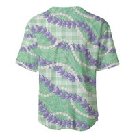 Pastel Green Hawaii Palaka Honohono Pikake Baseball Jersey Hawaiian Orchid Lei Polynesian Pattern - Polynesian Pride
