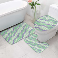 Pastel Green Hawaii Palaka Honohono Pikake Bathroom Set Hawaiian Orchid Lei Polynesian Pattern - Polynesian Pride