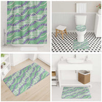 Pastel Green Hawaii Palaka Honohono Pikake Bathroom Set Hawaiian Orchid Lei Polynesian Pattern - Polynesian Pride