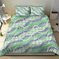 Pastel Green Hawaii Palaka Honohono Pikake Bedding Set Hawaiian Orchid Lei Polynesian Pattern - Polynesian Pride