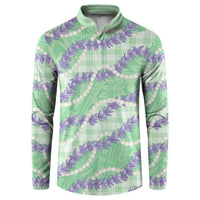 Pastel Green Hawaii Palaka Honohono Pikake Button Sweatshirt Hawaiian Orchid Lei Polynesian Pattern LT14 Pastel Green - Polynesian Pride