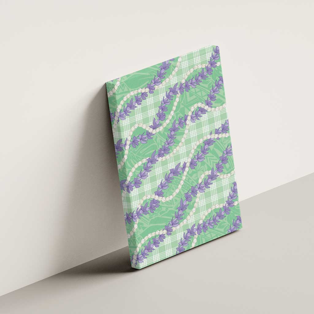Pastel Green Hawaii Palaka Honohono Pikake Canvas Wall Art Hawaiian Orchid Lei Polynesian Pattern - Polynesian Pride