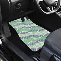 Pastel Green Hawaii Palaka Honohono Pikake Car Mats Hawaiian Orchid Lei Polynesian Pattern - Polynesian Pride