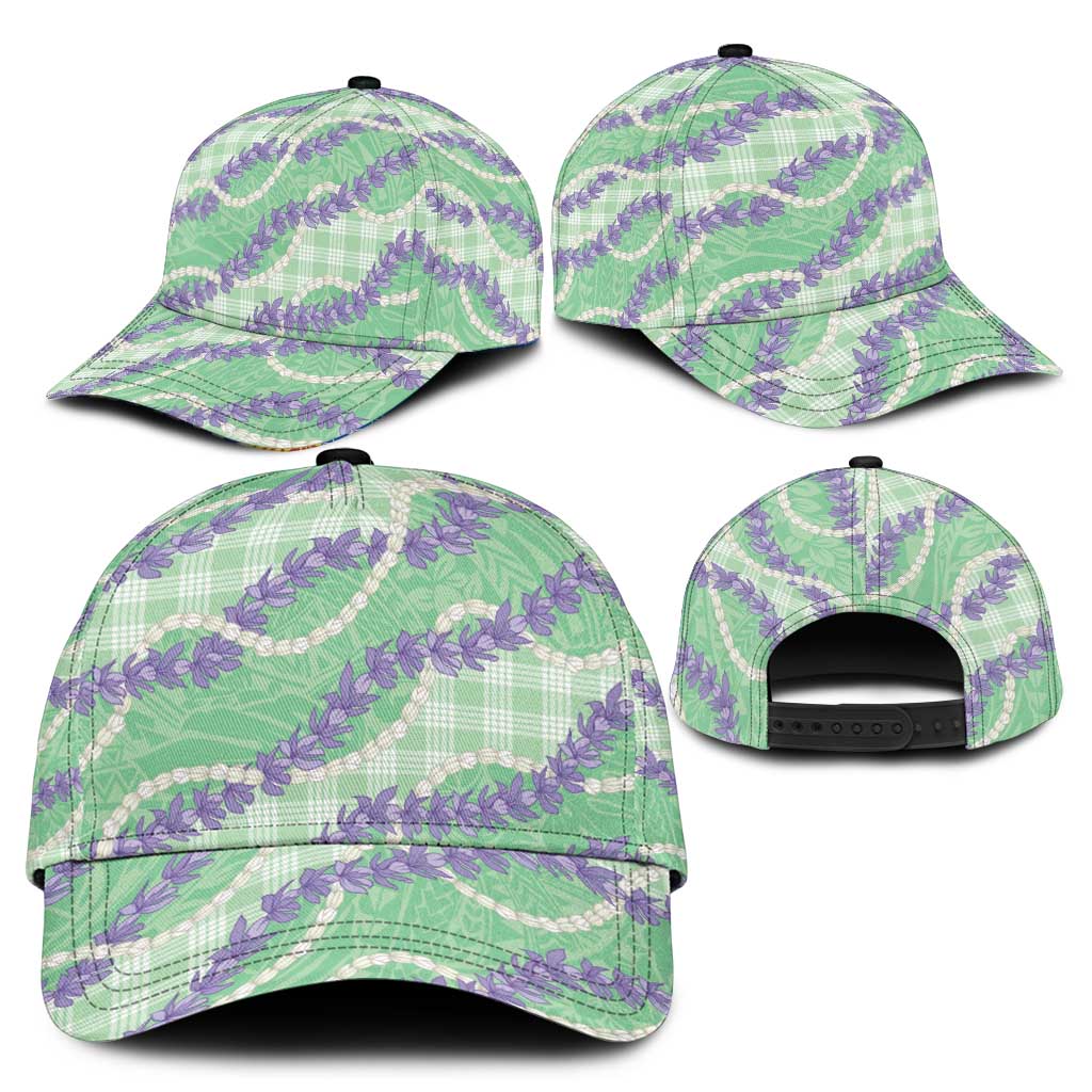 Pastel Green Hawaii Palaka Honohono Pikake Classic Cap Hawaiian Orchid Lei Polynesian Pattern - Polynesian Pride
