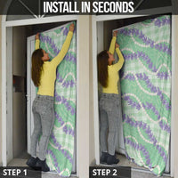 Pastel Green Hawaii Palaka Honohono Pikake Door Cover Hawaiian Orchid Lei Polynesian Pattern - Polynesian Pride