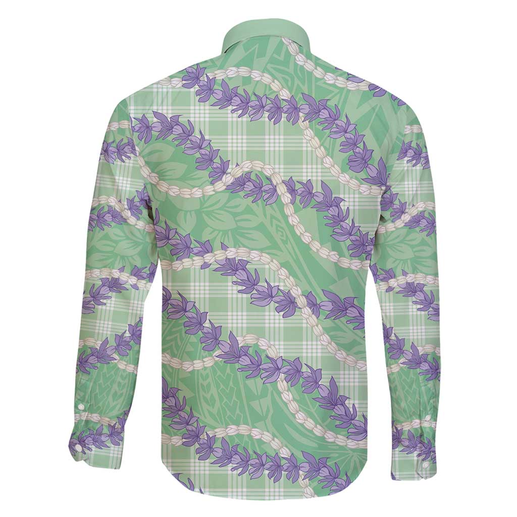 Pastel Green Hawaii Palaka Honohono Pikake Family Matching Mermaid Dress and Hawaiian Shirt Hawaiian Orchid Lei Polynesian Pattern - Polynesian Pride