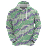 Pastel Green Hawaii Palaka Honohono Pikake Hoodie Hawaiian Orchid Lei Polynesian Pattern - Polynesian Pride