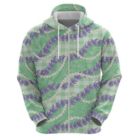 Pastel Green Hawaii Palaka Honohono Pikake Hoodie Hawaiian Orchid Lei Polynesian Pattern - Polynesian Pride